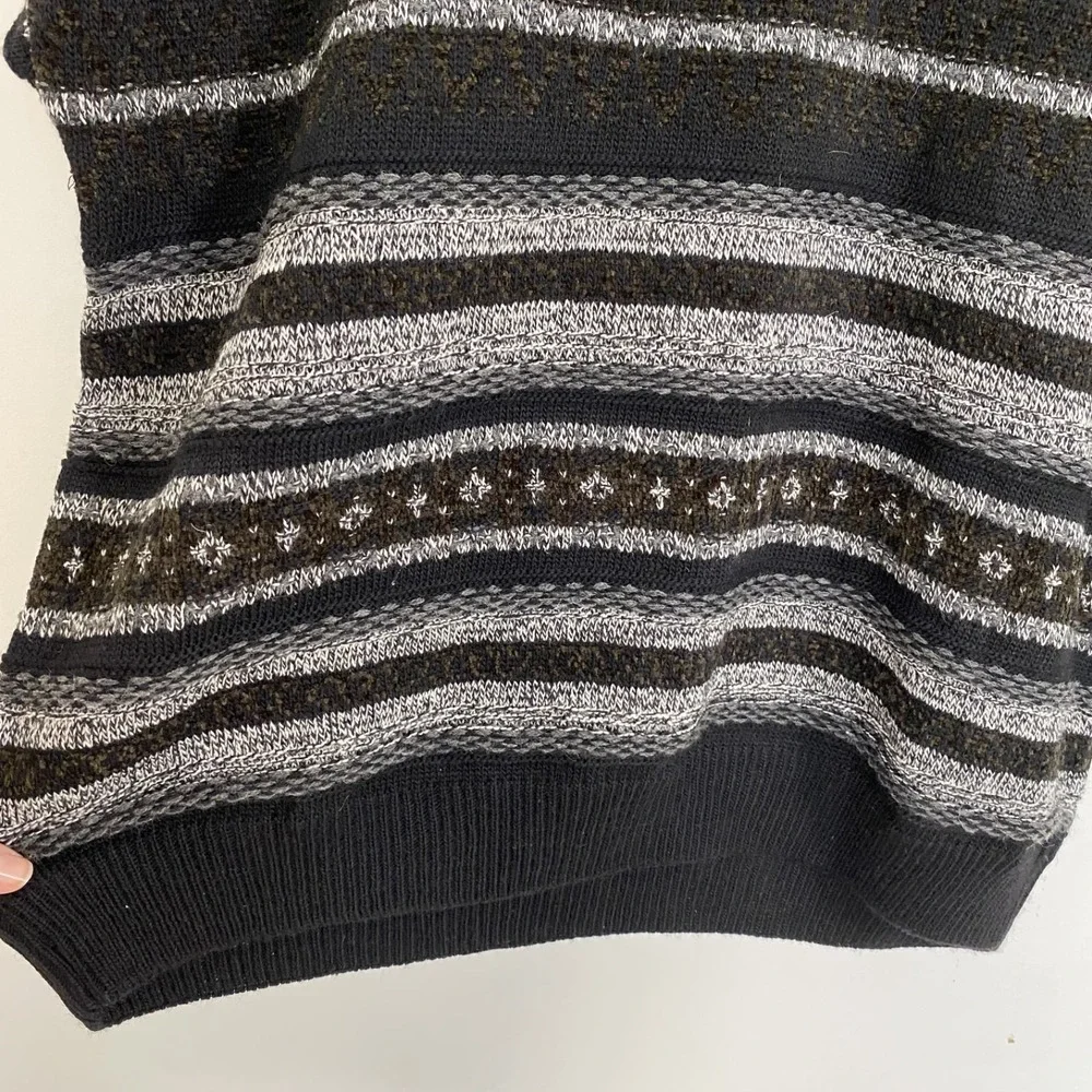 Vintage Cortina Mens 3D Knit Striped Wool Blend Sweater Size XL Made in Italy
